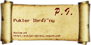 Pukler Ibrány névjegykártya